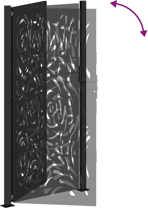 Actual product image VidaXL Garden gate black 105x205 cm steel flame design fence gate outdoor gate