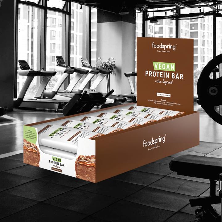 Actual product image Foodspring Vegan Protein Bar Extra layered (Hazelnut Crunch, 12 pcs., 540 g)