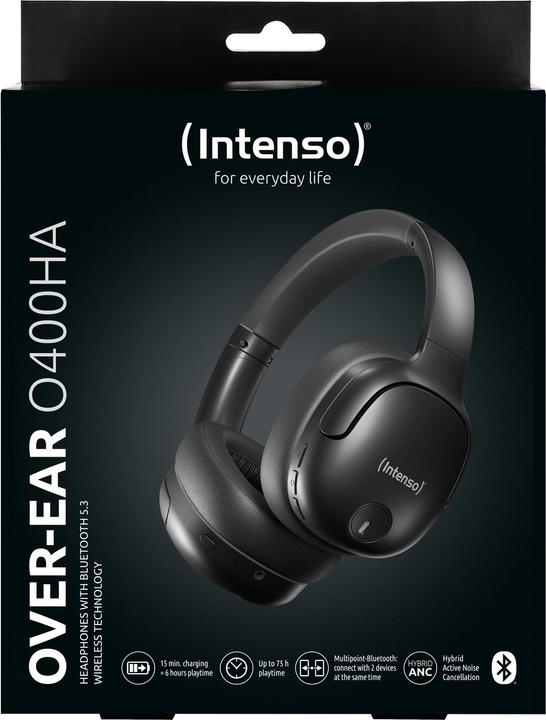 Actual product image Intenso O400HA over-ear headphones - Hybrid Active Noise Cancelling, up to 75 hours runtime and B (ANC, 75 h, Wireless)