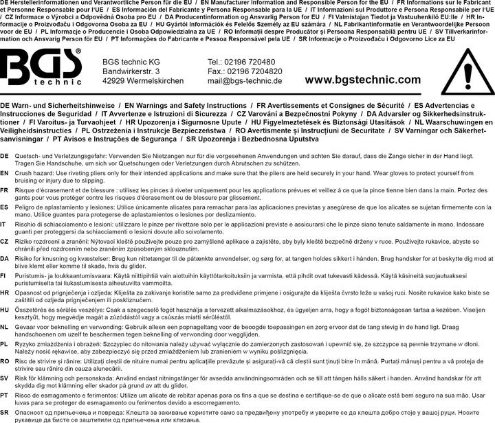 Image du produit BGS Jeu de pinces à riveter professionnelles