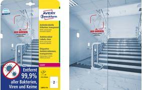 Actual product image Avery AVZ L8011-10 Antimicrobial labels 210x297mm transparent