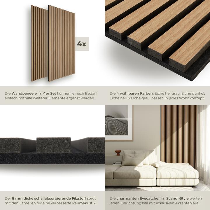 Immagine prodotto tectake Set di pannelli acustici Sonic Wall effetto legno (4 pz.)