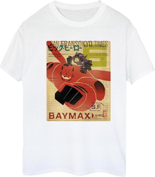 Actual product image Disney Womens/Ladies Big Hero 6 Baymax Flying Baymax Newspaper Cotton Boyfriend T-Shirt (M)