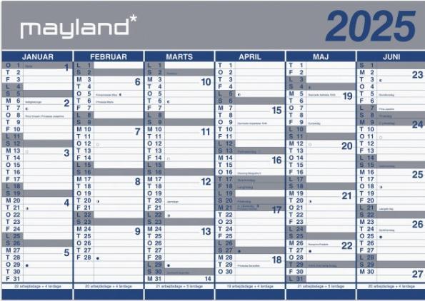 Mayland-Burde Kmpek calendar 2x6 mdr. papir 2025