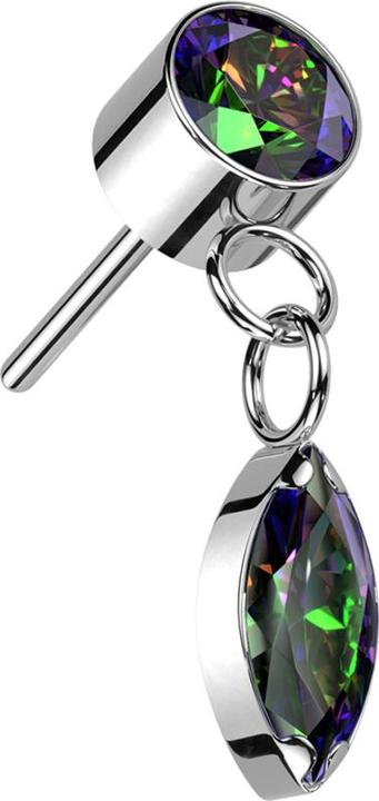 Immagine prodotto Star Piercing Ciondolo cilindro senza fili argento cristallo scuro multicolore Ciondolo ovale cristallo scuro (senza ottone, Titanio G23)
