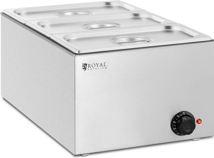 Royal Catering Bain Marie Speisenwärmer 640 W 3 x GN 1/3 Behälter mit Deckel 30 - 80 °C 16,5 L