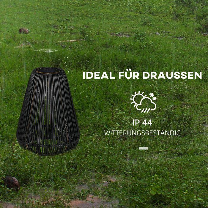 Actual product image Swisshandel24 Rattan solar light, waterproof path light with light sensor, automatic LED garden lamp, black (IP44)