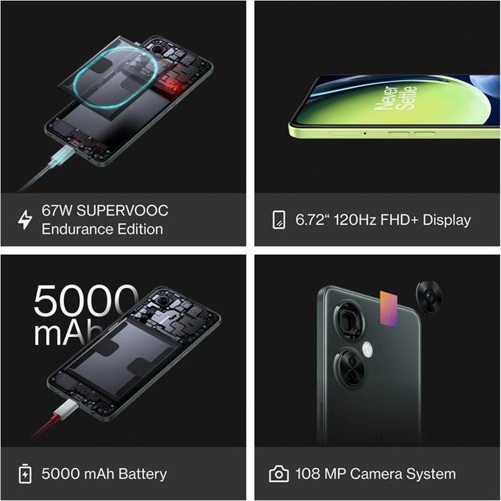 Produktbild OnePlus Nord CE 3 Lite (128 GB, Pastel Lime, 6.70", Hybrid Dual SIM, 108 Mpx, 5G)