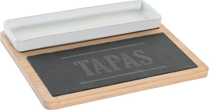 Actual product image DKD Home Decor Satz für Appetithäppchen 24 x 7 x 2,5 cm natürlich Schwarz Tafel