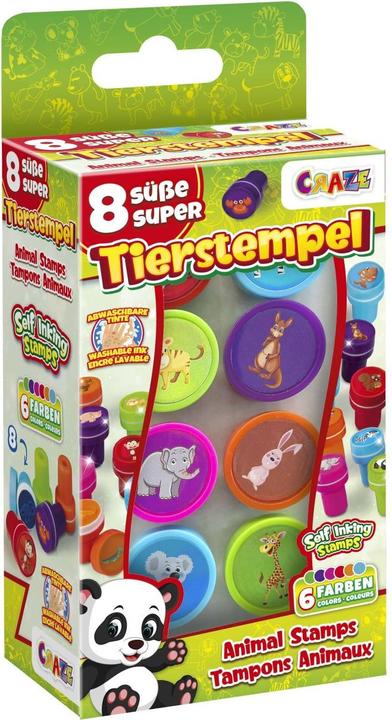Image du produit Craze Set de tampons enfants - 8 tampons enfants avec des motifs d'animaux, tampons animaux en 6