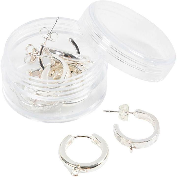 Creativ Company Ohrring 2 x 2 Paar, Versilbert, Material: Messing (Messing)
