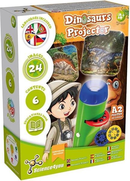 Immagine prodotto Science4you Torcia Dino per bambini dai 4 anni in su - Giocattolo dinosauro: lampada proiettore con 2 proiettori