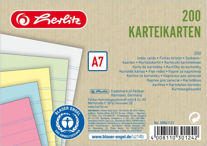 Image du produit Herlitz Fiche (A7, 180 g/m², 200 x)