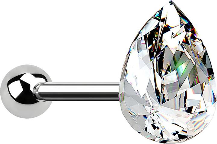 Produktbild Star Piercing Micro Barbell silber Tropfen Kristall silber (Chirurgenstahl 316L, ohne Messing)