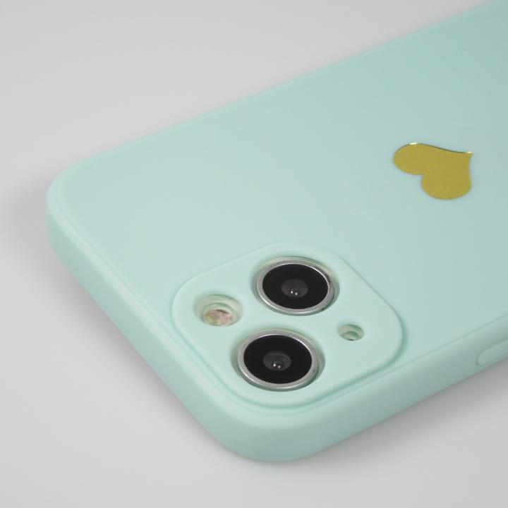 Produktbild PhoneLook Hülle Silikon Mat Herz gold Türkis (Apple iPhone 16e)