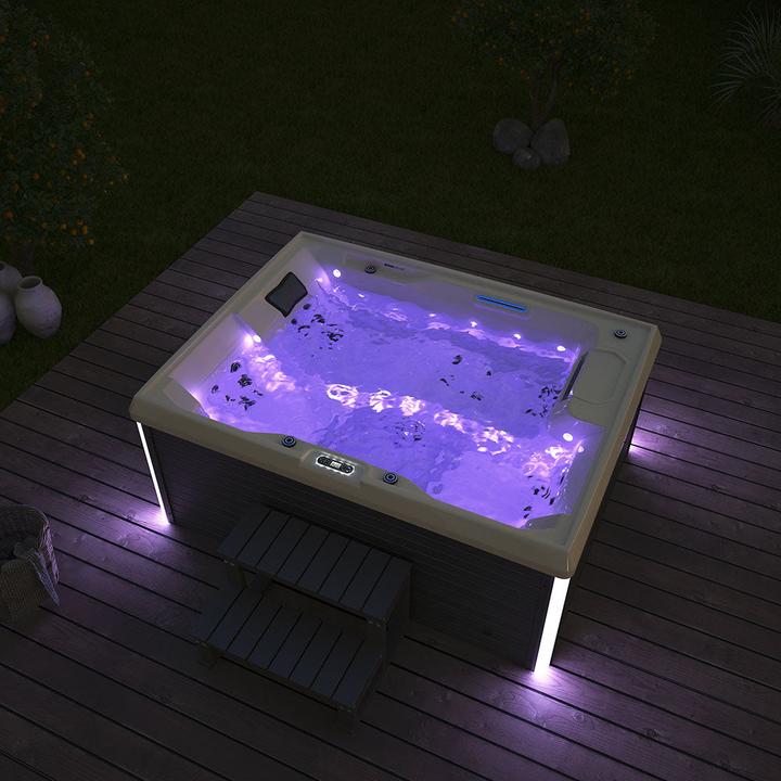 Actual product image Home Deluxe HOME-STAR outdoor whirlpool, 24 massage jets LED, steps and thermal cover, 3 persons (3 pers.)