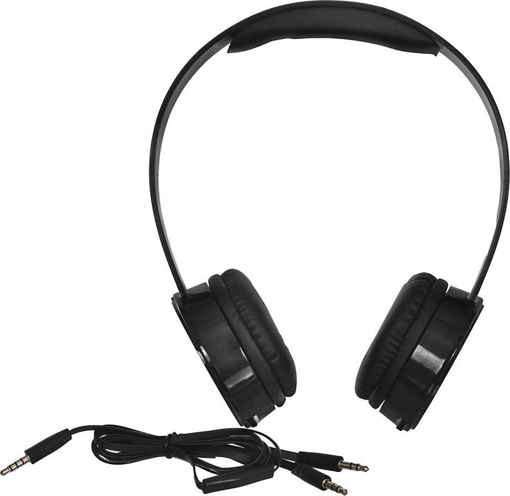 Actual product image Qoltec 50817 headphones/headset Wired Head-band Calls/Music Black (ANC, Cable)