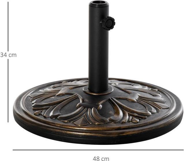 Immagine prodotto Swisshandel24 Supporto per ombrellone 13 kg Ø35/Ø38/Ø48mm plastica + cemento bronzo antico Ø48 x 34 cm