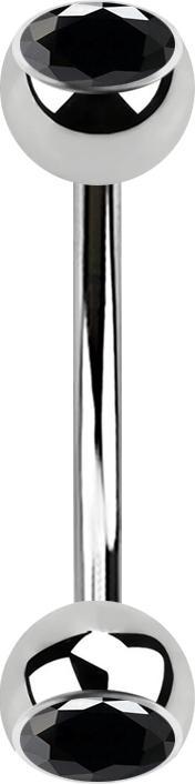 Produktbild Star Piercing Micro Banane silber mit zwei Kugeln Kristall schwarz (Chirurgenstahl 316L, ohne Messing)