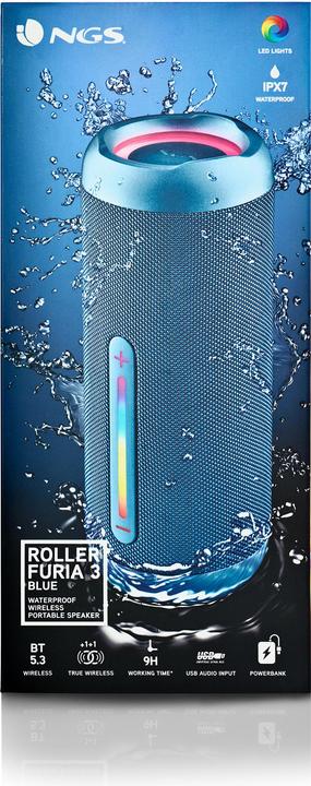 Produktbild NGS Enceinte Nomade Bluetooth Roller Furia 3 (Bleu) (9 h, Akkubetrieb)