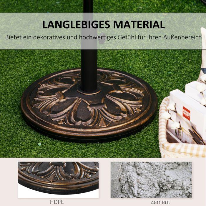 Immagine prodotto Swisshandel24 Supporto per ombrellone 13 kg Ø35/Ø38/Ø48mm plastica + cemento bronzo antico Ø48 x 34 cm