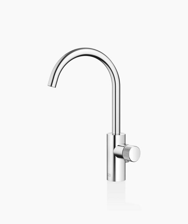 Dornbracht META PURE Waschtisch-Einhandbatterie mit Ablaufgarnitur, Ausladung 167 mm, Auslauf schwen