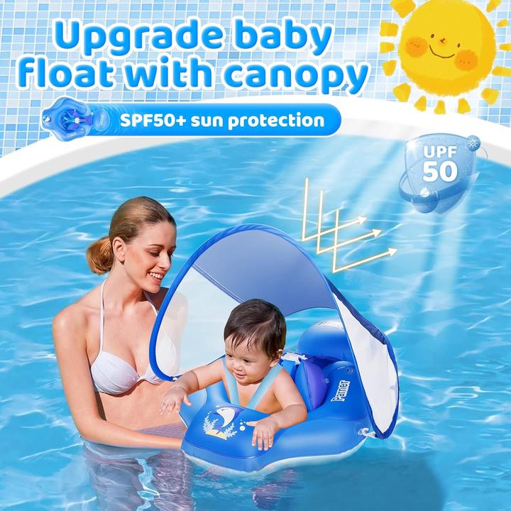 Image du produit Activity Board Bouée bébé avec toit solaire UPF50+, aide à la natation bébé pour la piscine, réglable