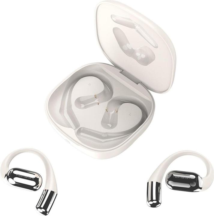 Immagine prodotto 4smarts Open-Ear Bluetooth Kopfhörer SkyBuds AI Screen, Beige (28 h, Senza fili)
