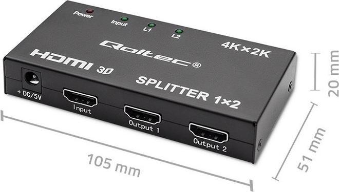 Image du produit Qoltec 51796 Séparateur HDMI actif 2 x HDMI 4K x 2K | 3 4 Gbit/s