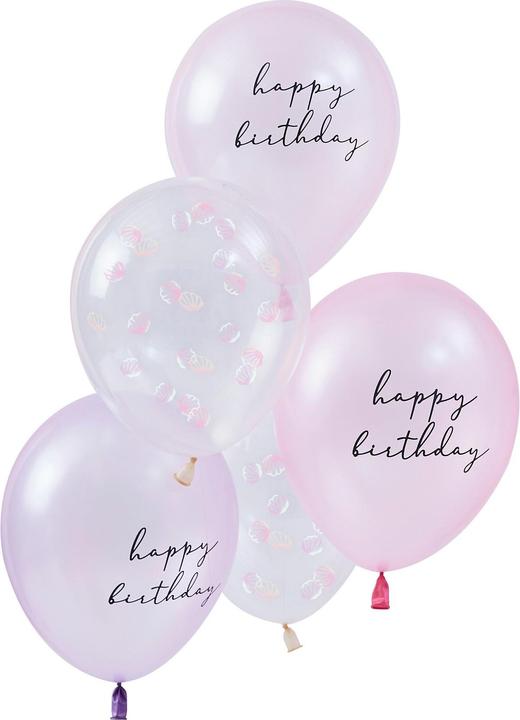 Produktbild Ginger Ray Happy Birthday Ballons - Muschel (5St.)