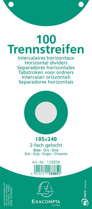 Produktbild Exacompta Trennstreifen 10.5 x 24 cm, 100 Stk. - grau