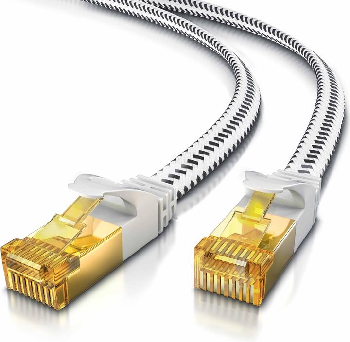 Image du produit Primewire Câble réseau CAT 7 Gaine plate en coton - Câble patch LAN Câble de données - Câble plat - Câble (U/FTP, CAT7, 3 m)