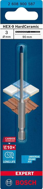 Produktbild Bosch Professional Zubehör EXPERT HEX-9 HardCeramic Bohrer, 3 x 90 mm (3 Millimeter)