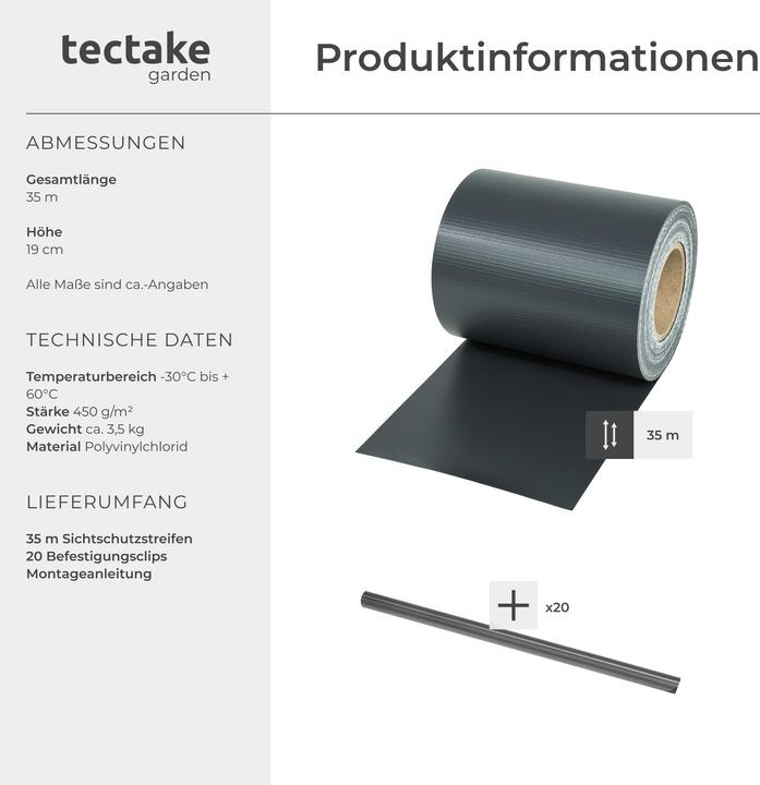 Actual product image tectake PVC privacy film (3500 cm)