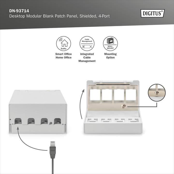 Actual product image Digitus Desktop Modular Blank Patch Panel, shielded, 4-port