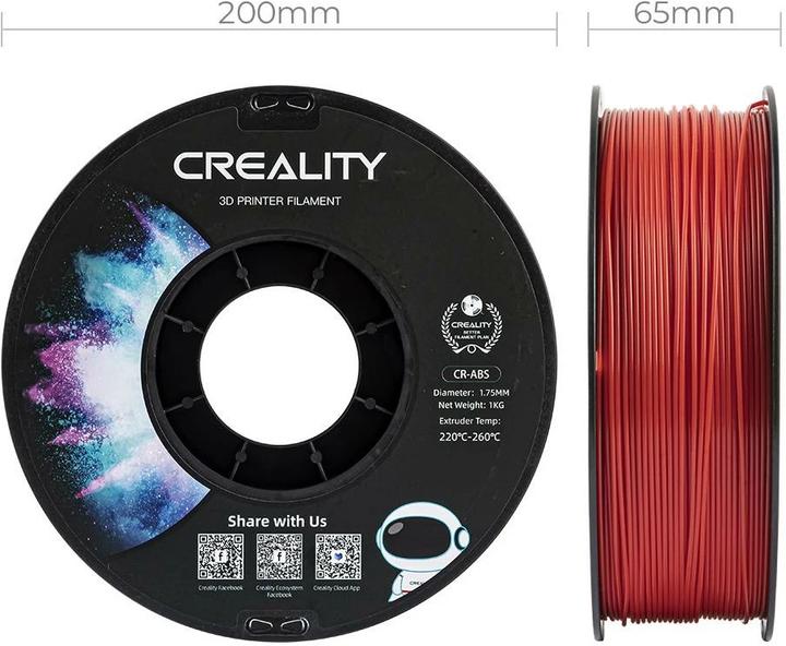 Produktbild Creality Filament ABS, Rot, 1.75 mm, 1 kg (ABS, 1.75 mm, 1000 g, Rot)