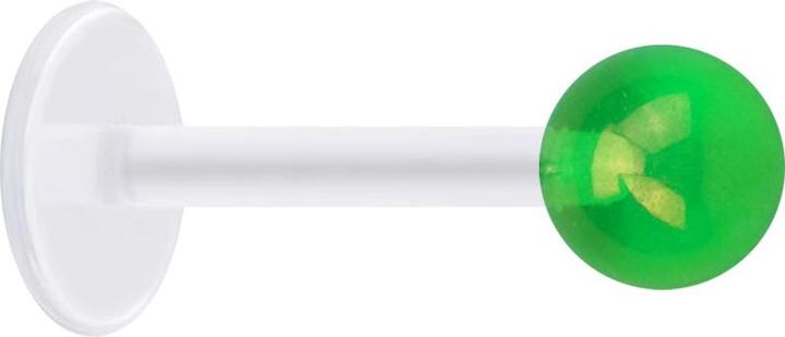 Star Piercing Micro Labret transparent mit Kugel beschichtet grün (ohne Messing, Acryl, Bioflex)