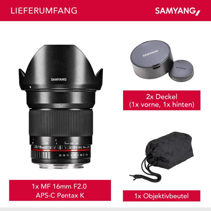 Immagine prodotto Samyang 16mm F2.0 Pentax (Pentax K, APS-C / DX)
