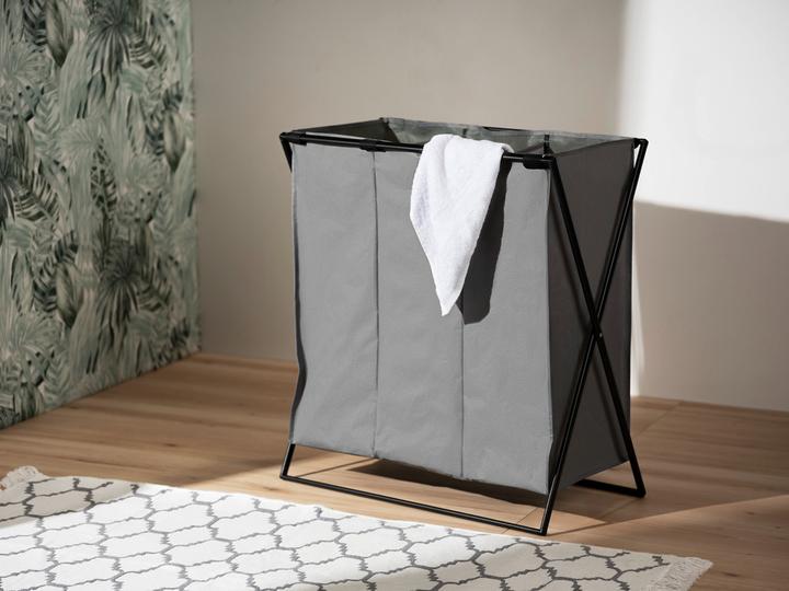 Actual product image Wenko Wäschesammler Mod. Trio XL Grau mit drei Fächern