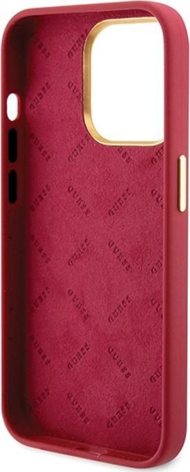 Actual product image Guess GUHCP15LSMBSLM iPhone 15 Pro 6.1" magenta hardcase Silicone Script Metal Logo & Frame (Apple iPhone 15 Pro)