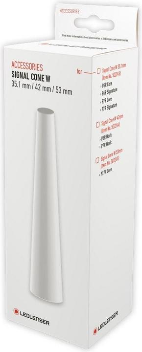 Produktbild Ledlenser Taschenlampe. Weisse Ledlenser-Signalkappe mit 42 mm für P6R Work, P7R Work