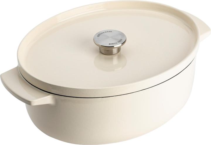 Actual product image KitchenAid braadpan 30cm - gemailleerd gietijzer - amandel wit - ovaal (30 cm, Casserole + Stewpot, Cast iron)