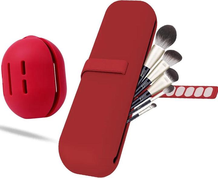 Only-Bags.Store Travel Makeup Brush Holder, Silicone Cosmetic Brush Bag, Makeup Sponge Case Portable