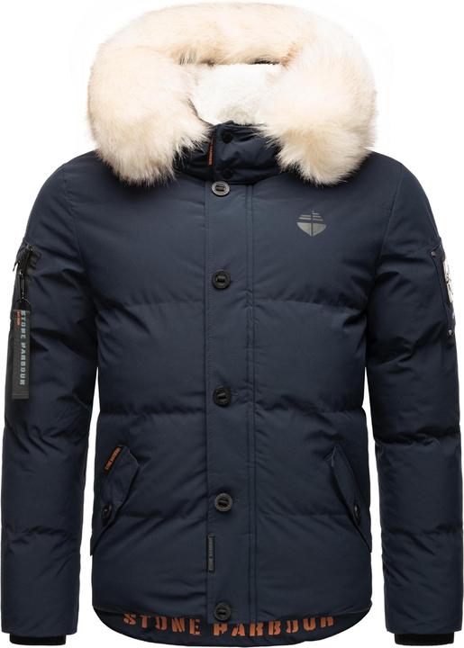 Navy with white fur