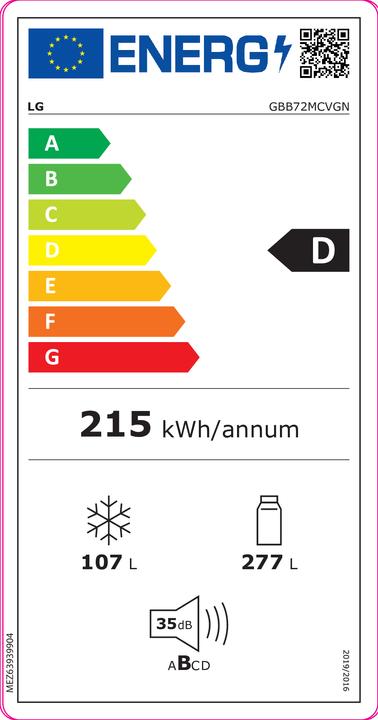 Energy Label LG GBB72MCVGN (419 l)