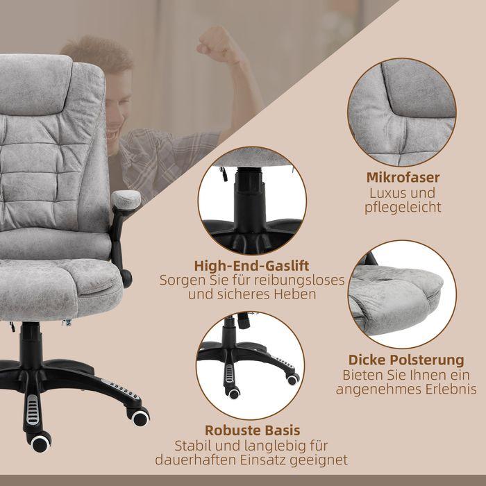 Produktbild Swisshandel24 Bürostuhl mit Massage- und Wärmefunktion, ergonomisch, 6 Massagepunkte, Grau