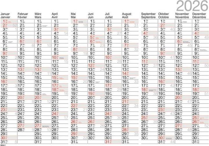 Actual product image Biella Annual wall planner (98 x 68 cm, Hardcover, German)