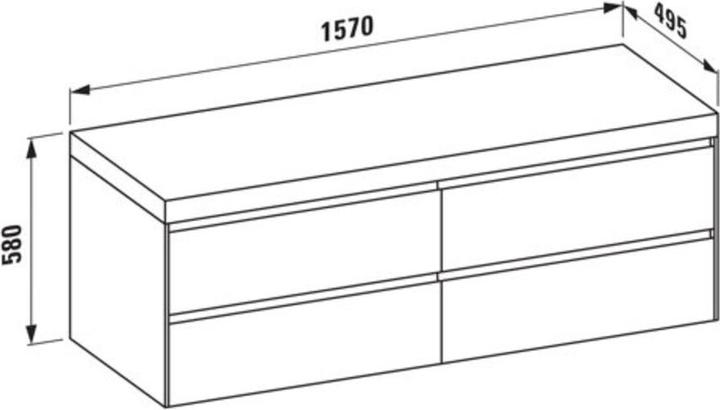 Actual product image Laufen Lani washbasin top white matt incl. vanity unit, without cutout, 1570x495x580mm, H404590112