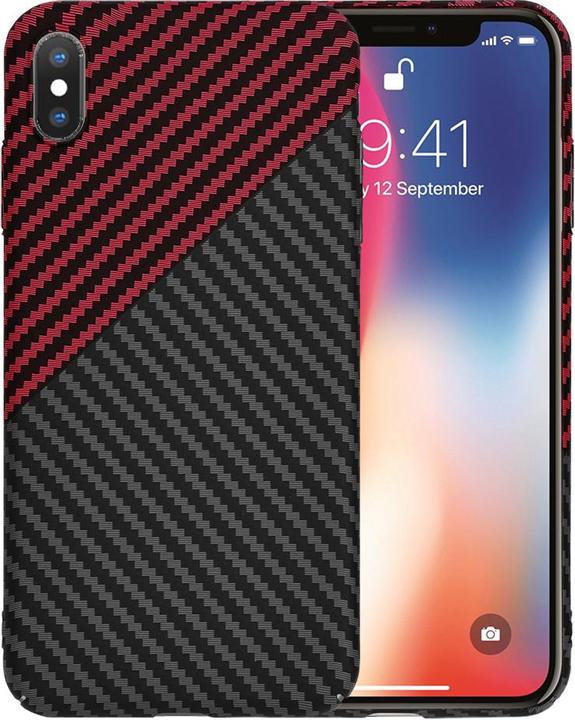 Actual product image Techsuit - Carbonite FiberShell - iPhone X / iPhone XS - Red Vortex (Apple iPhone XS, Apple iPhone X)