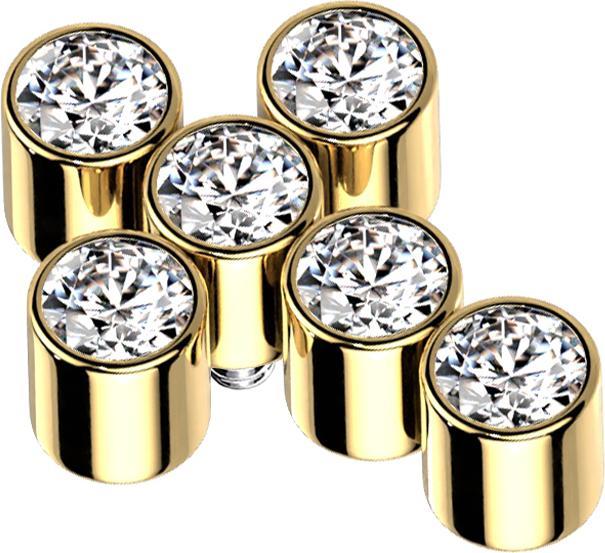 Image du produit Star Piercing Dermal Anchor plaqué or croix six cristaux argent (sans laiton, Titane G23)